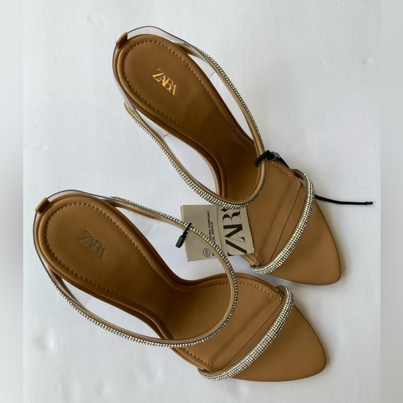 ZARA HEELED SANDALS WITH RHINESTONE STRAPS - Picture 9 of 13